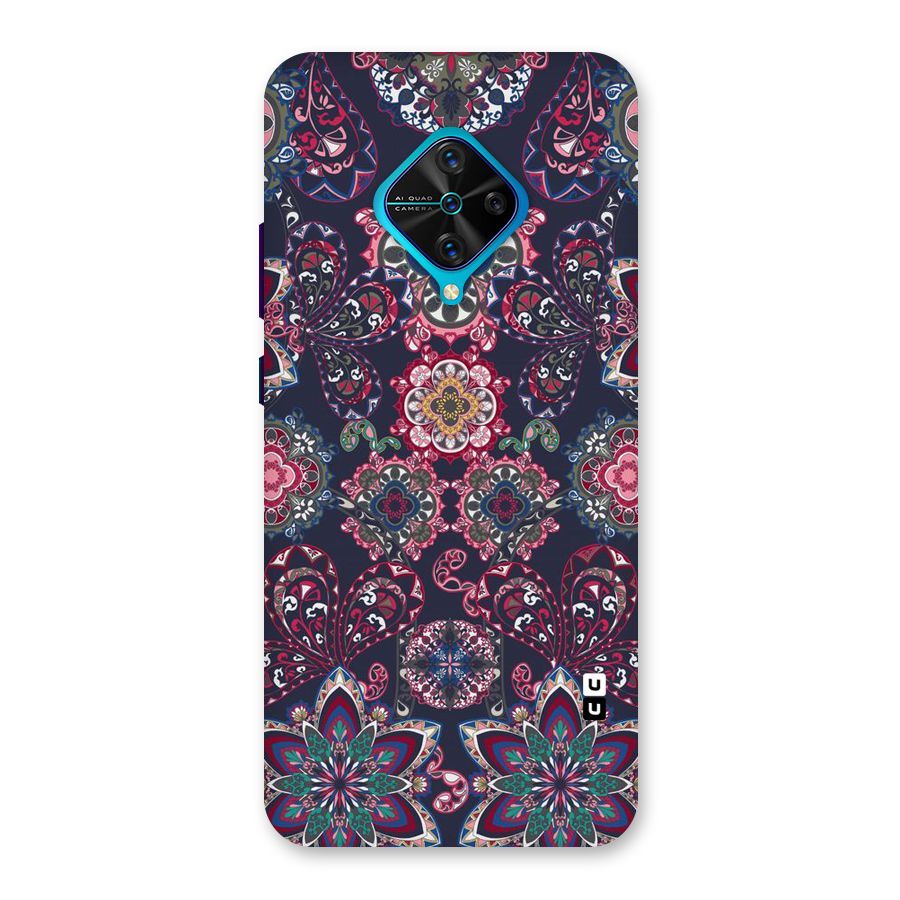 Navy Blue Bloom Pattern Back Case for Vivo S1 Pro