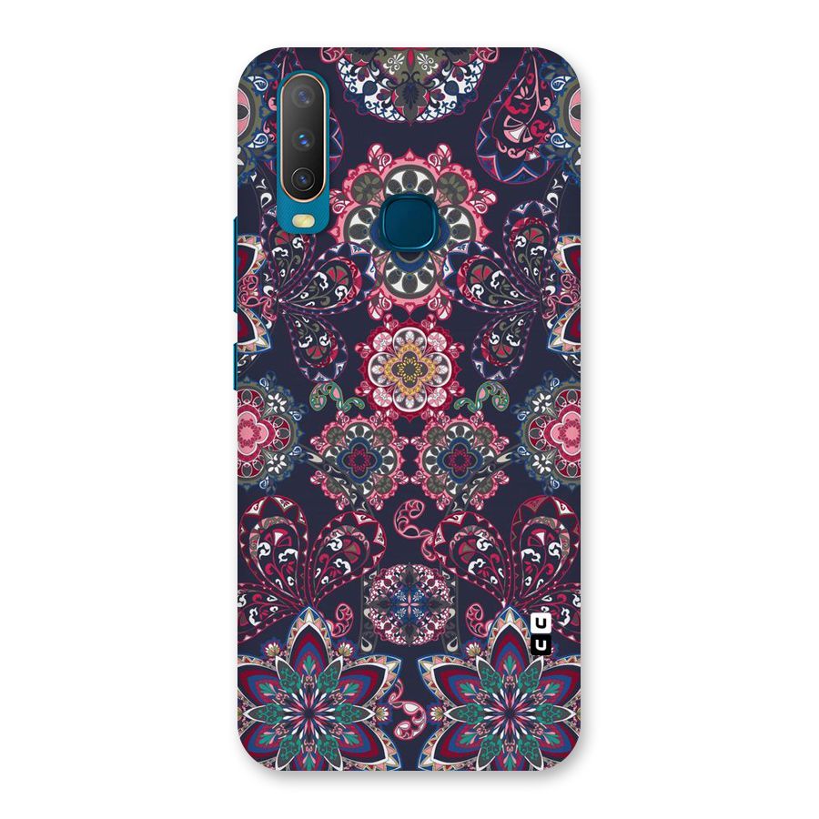 Navy Blue Bloom Pattern Back Case for Vivo U10