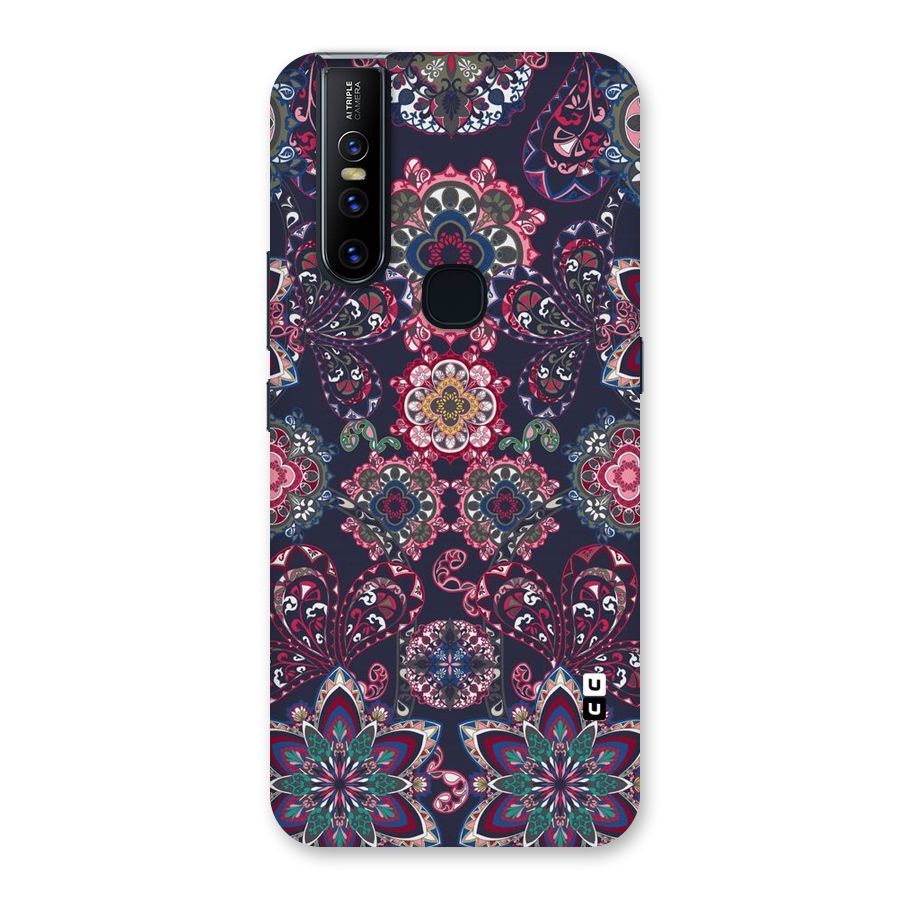 Navy Blue Bloom Pattern Back Case for Vivo V15