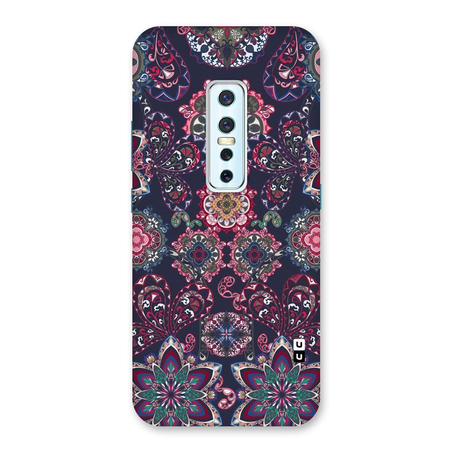 Navy Blue Bloom Pattern Back Case for Vivo V17 Pro
