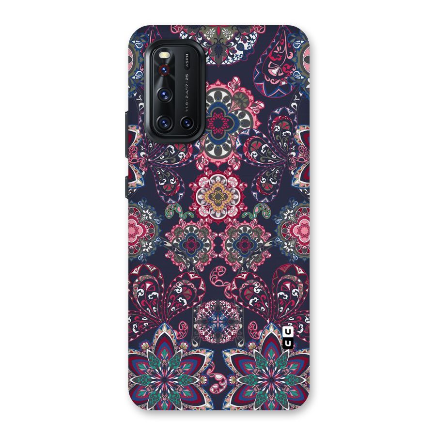 Navy Blue Bloom Pattern Back Case for Vivo V19