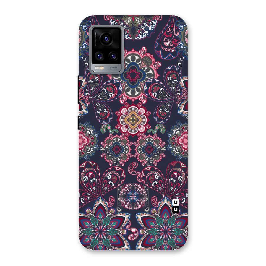 Navy Blue Bloom Pattern Back Case for Vivo V20