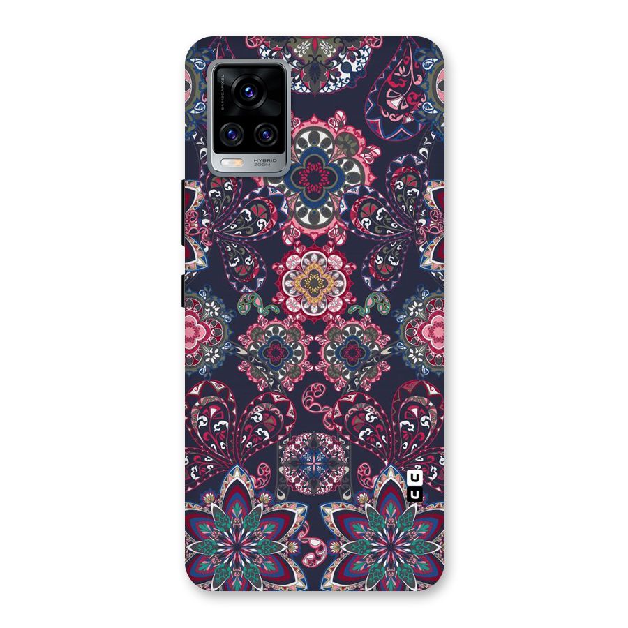 Navy Blue Bloom Pattern Back Case for Vivo V20 Pro