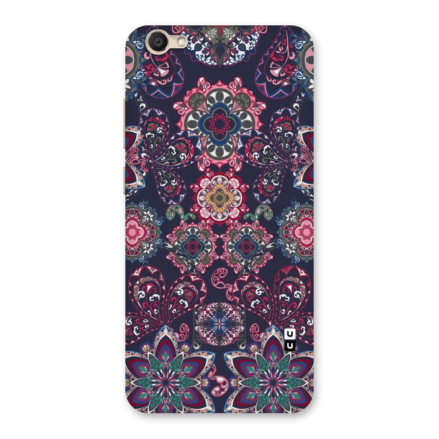 Navy Blue Bloom Pattern Back Case for Vivo V5