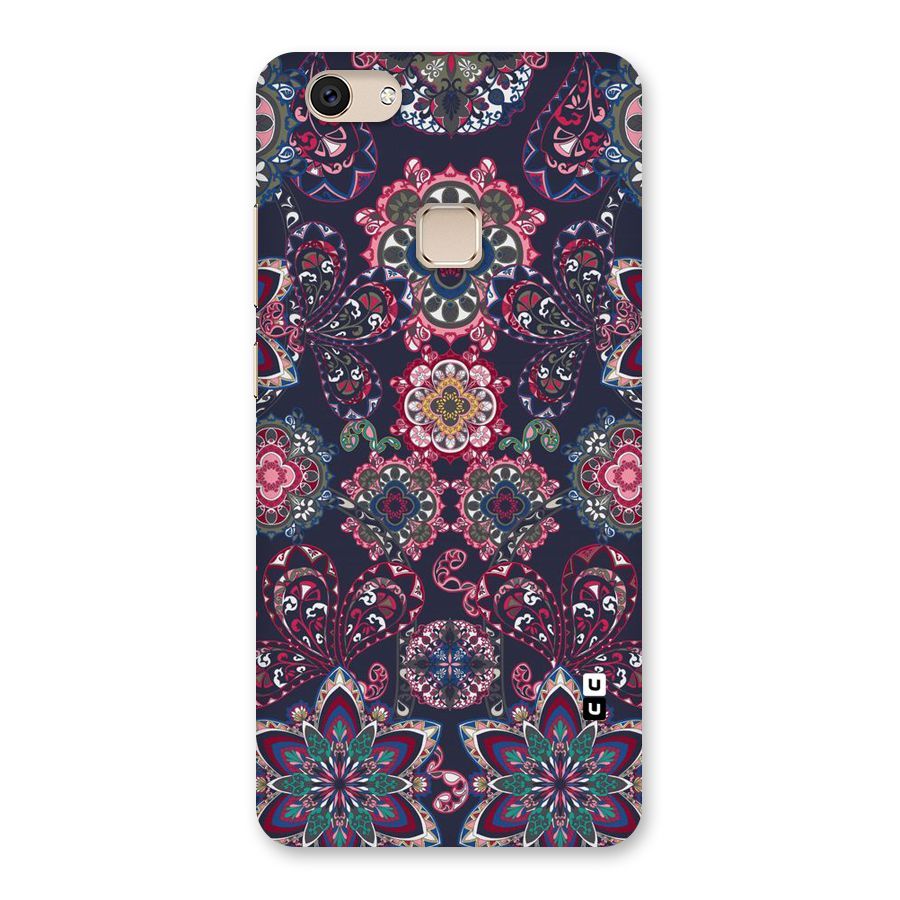 Navy Blue Bloom Pattern Back Case for Vivo V7
