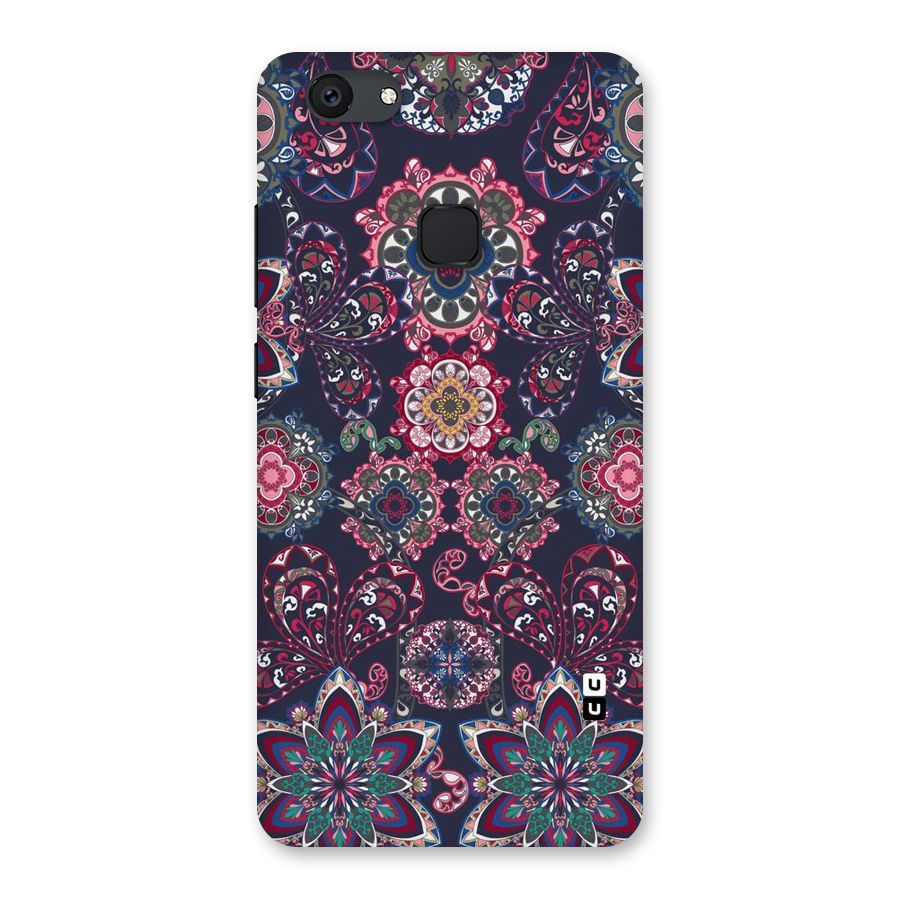 Navy Blue Bloom Pattern Back Case for Vivo V7 Plus