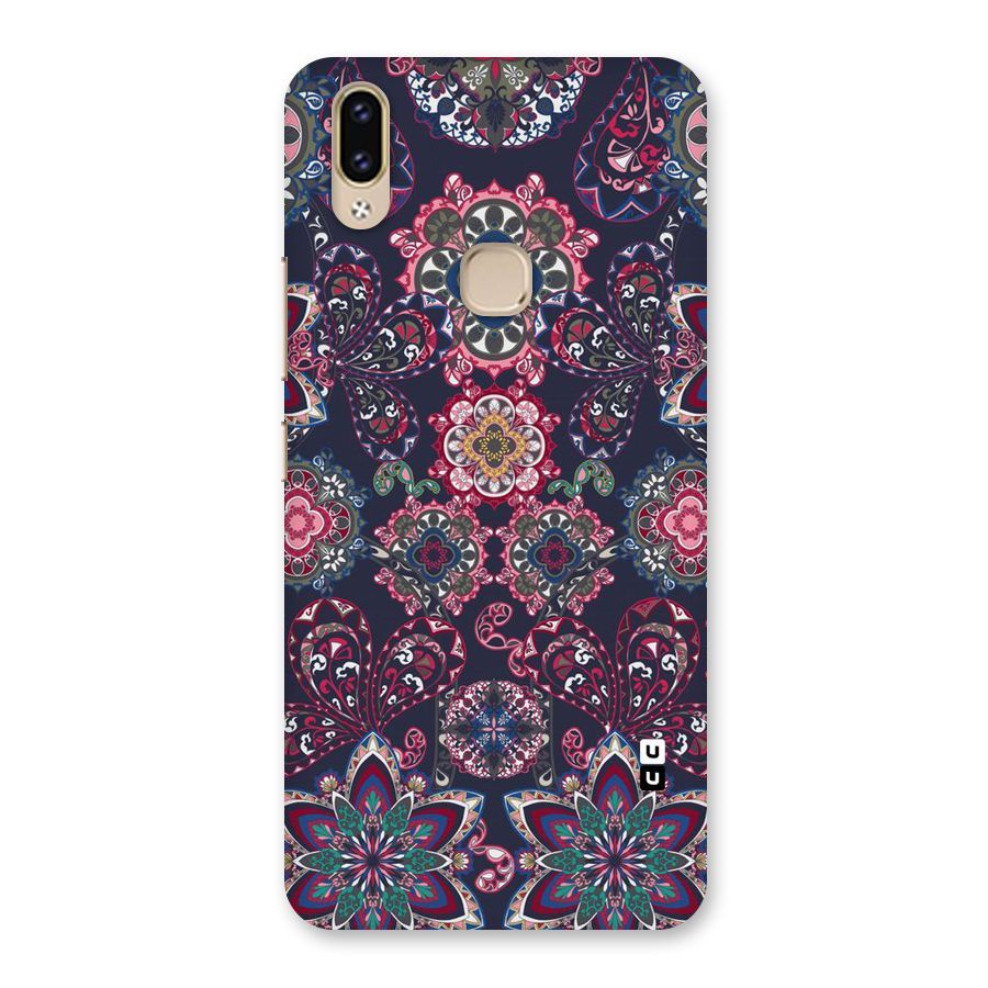 Navy Blue Bloom Pattern Back Case for Vivo V9 Youth