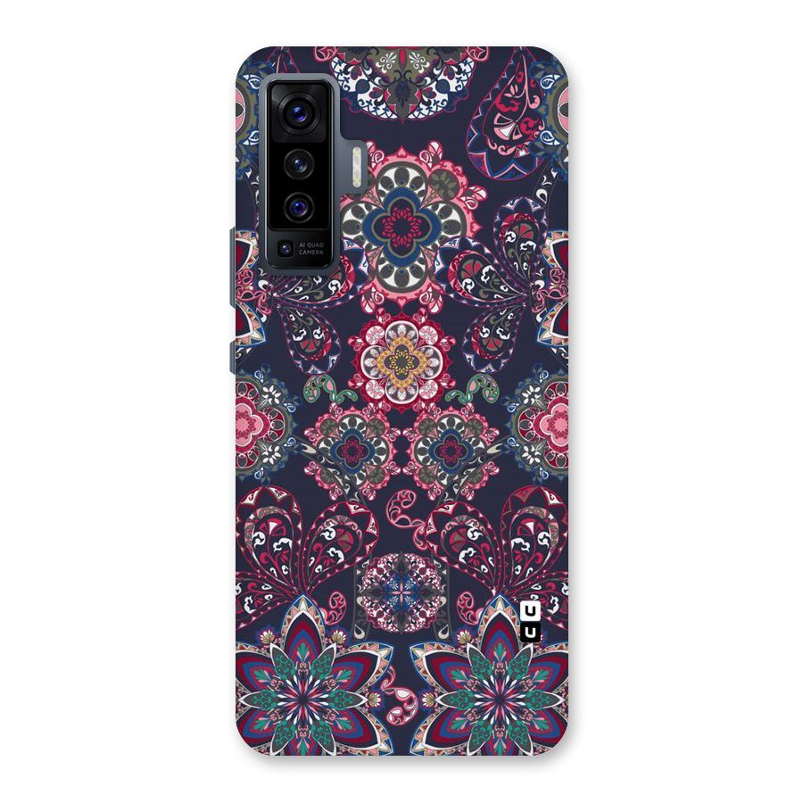 Navy Blue Bloom Pattern Back Case for Vivo X50