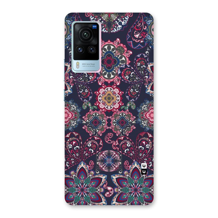 Navy Blue Bloom Pattern Back Case for Vivo X60 Pro