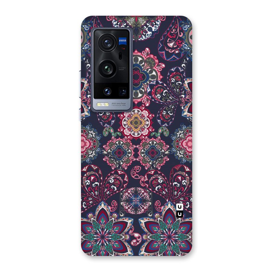 Navy Blue Bloom Pattern Back Case for Vivo X60 Pro Plus