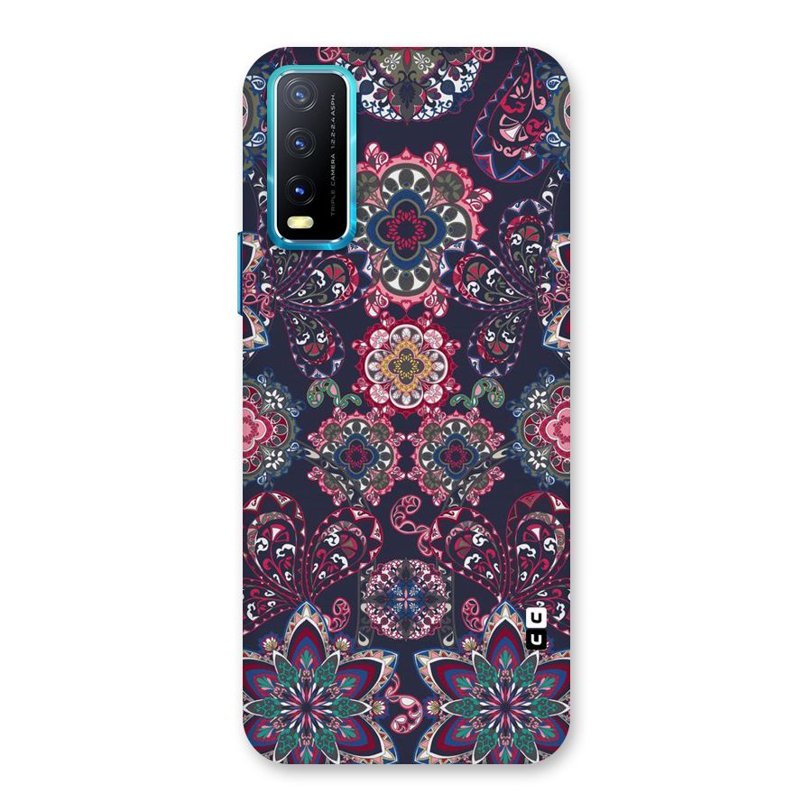 Navy Blue Bloom Pattern Back Case for Vivo Y20G