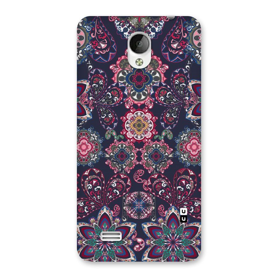Navy Blue Bloom Pattern Back Case for Vivo Y21
