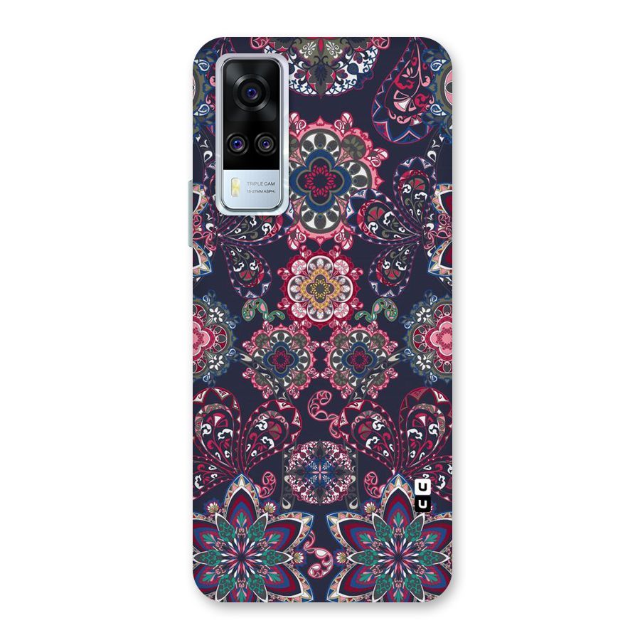 Navy Blue Bloom Pattern Back Case for Vivo Y31