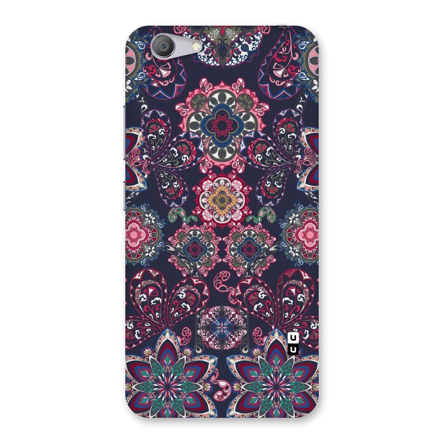 Navy Blue Bloom Pattern Back Case for Vivo Y53