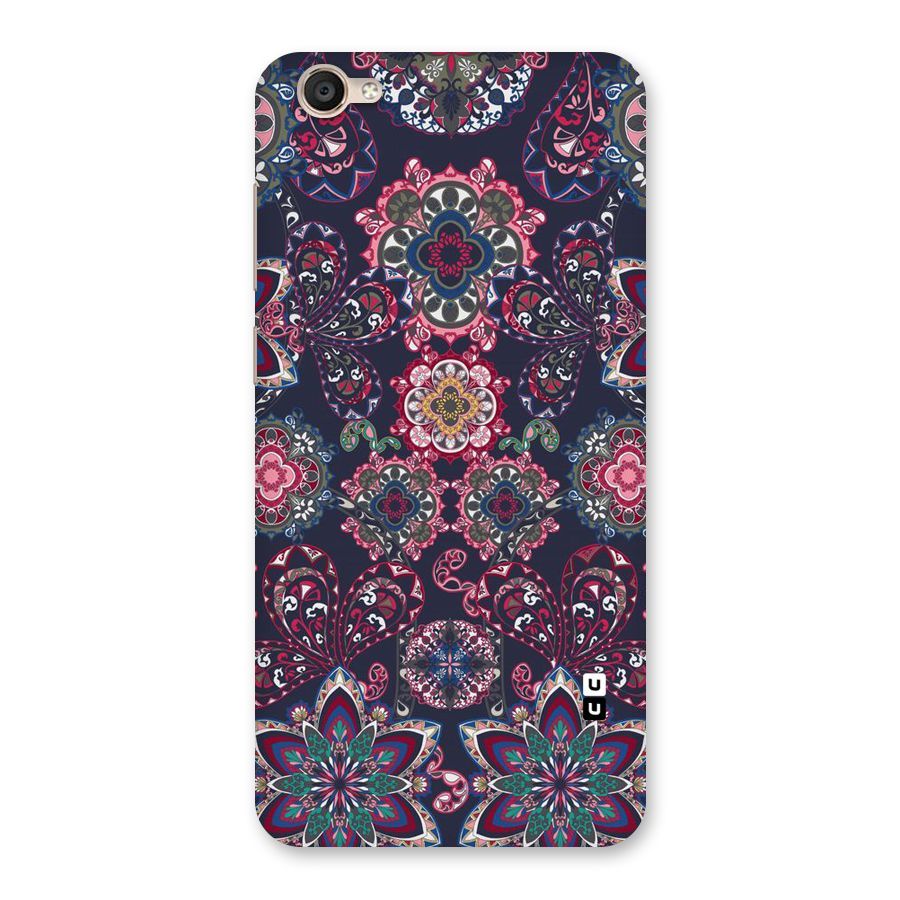 Navy Blue Bloom Pattern Back Case for Vivo Y55s