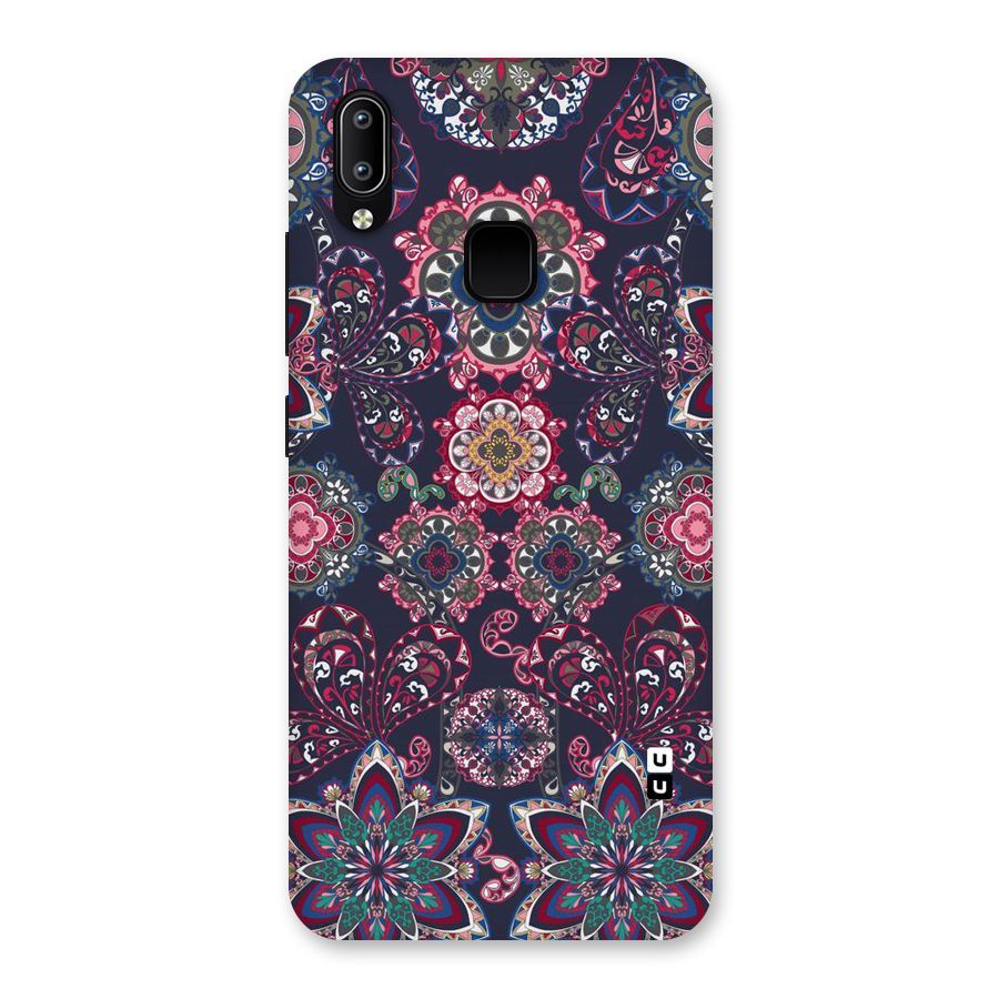 Navy Blue Bloom Pattern Back Case for Vivo Y93