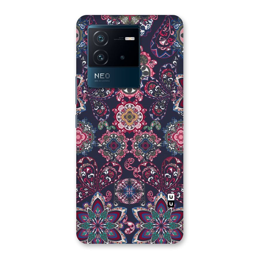 Navy Blue Bloom Pattern Back Case for Vivo iQOO Neo 6 5G