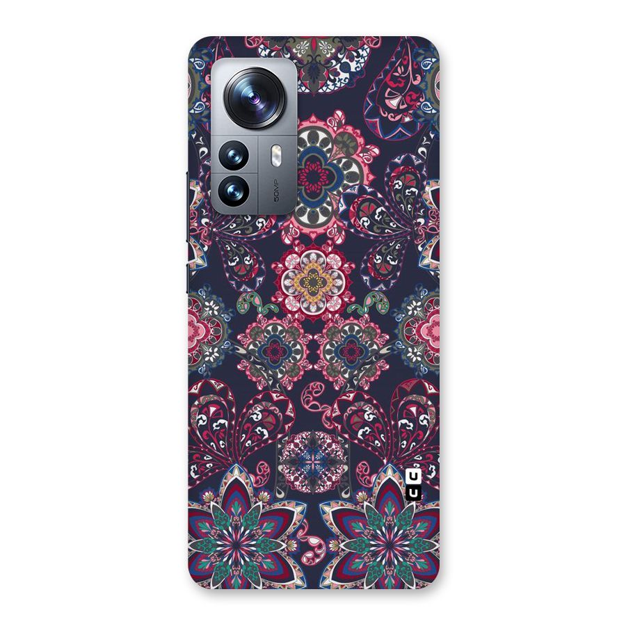 Navy Blue Bloom Pattern Back Case for Xiaomi 12 Pro