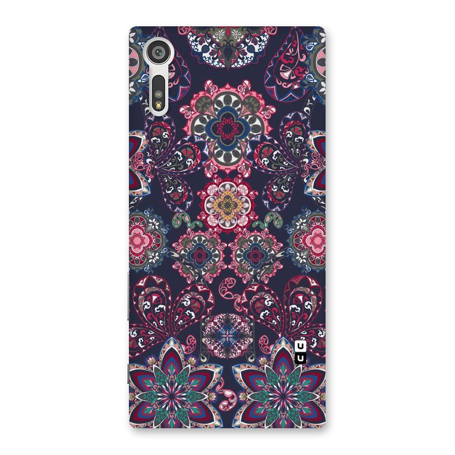 Navy Blue Bloom Pattern Back Case for Xperia XZ