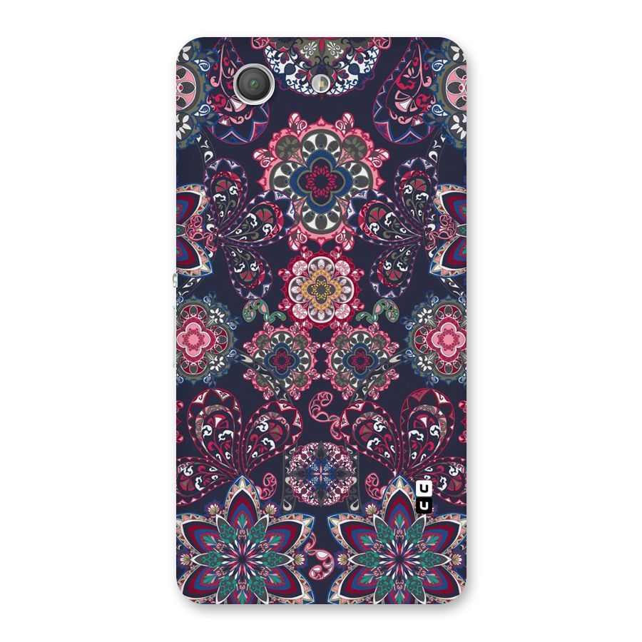 Navy Blue Bloom Pattern Back Case for Xperia Z3 Compact