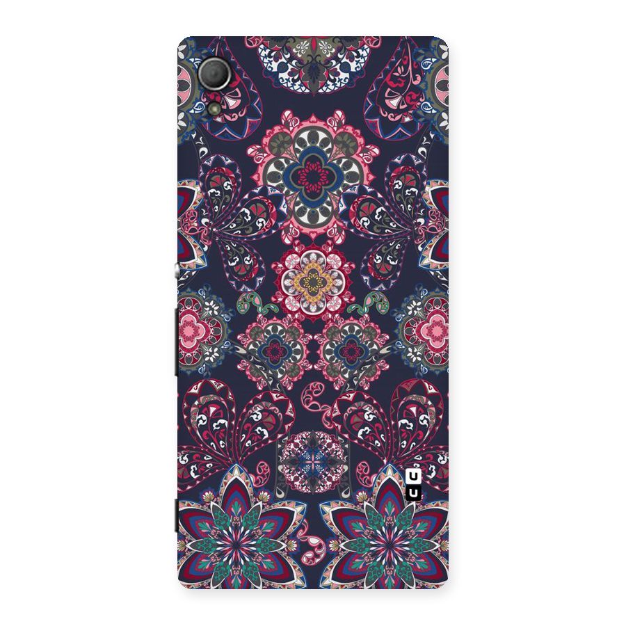 Navy Blue Bloom Pattern Back Case for Xperia Z4