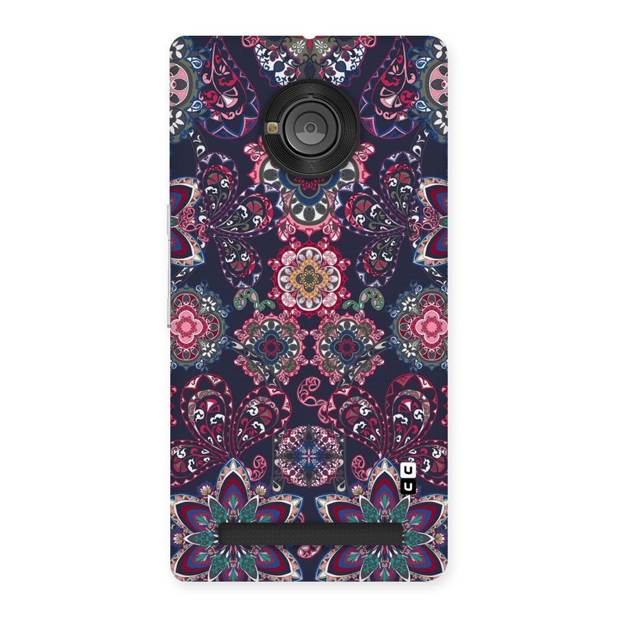 Navy Blue Bloom Pattern Back Case for Yu Yuphoria