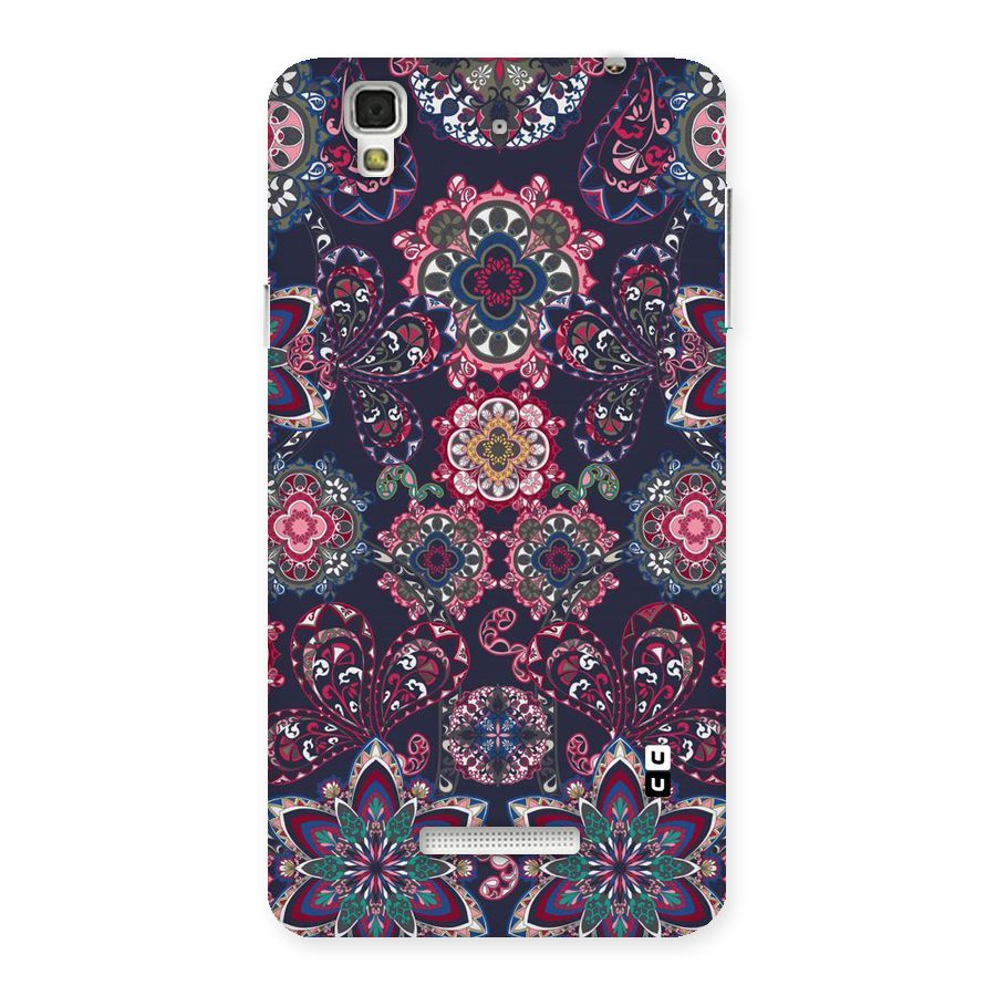 Navy Blue Bloom Pattern Back Case for Yu Yureka