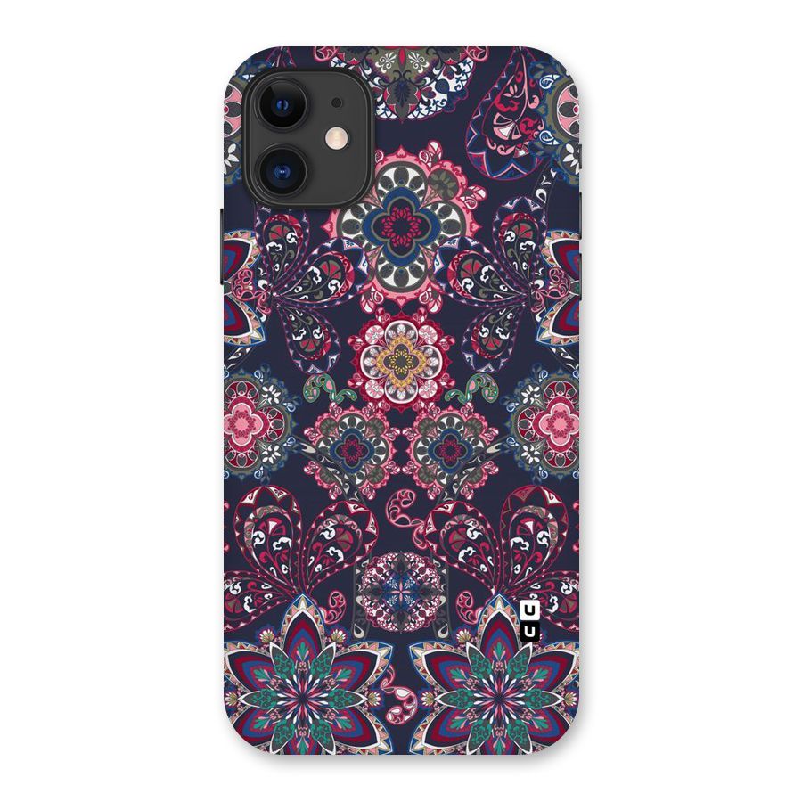 Navy Blue Bloom Pattern Back Case for iPhone 11
