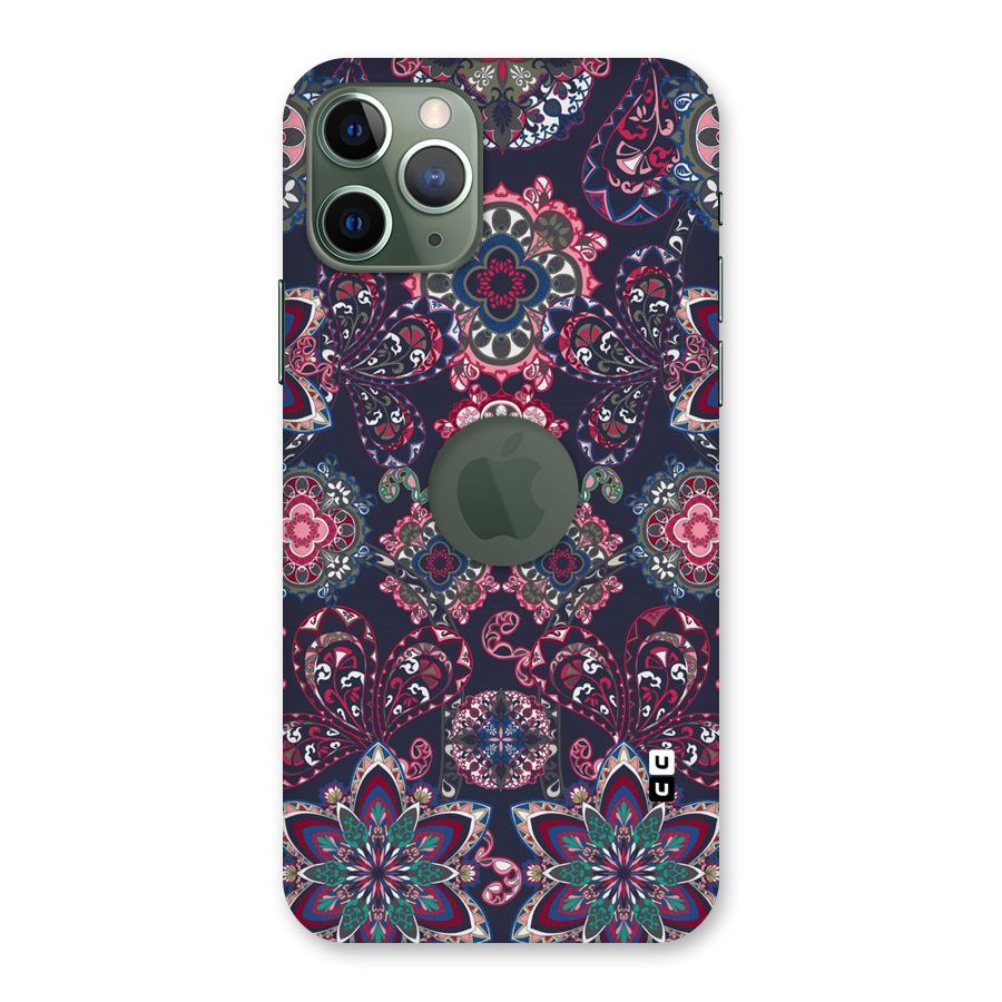 Navy Blue Bloom Pattern Back Case for iPhone 11 Pro Logo  Cut