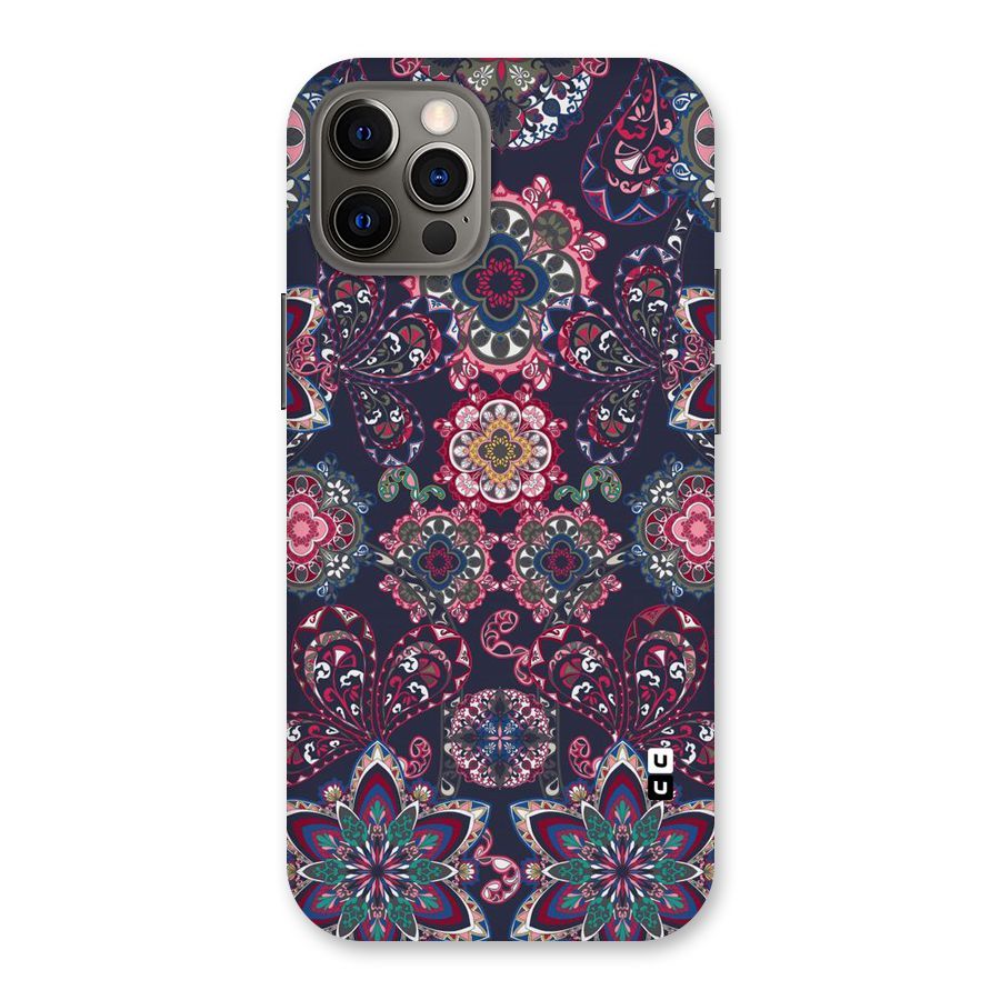 Navy Blue Bloom Pattern Back Case for iPhone 12 Pro