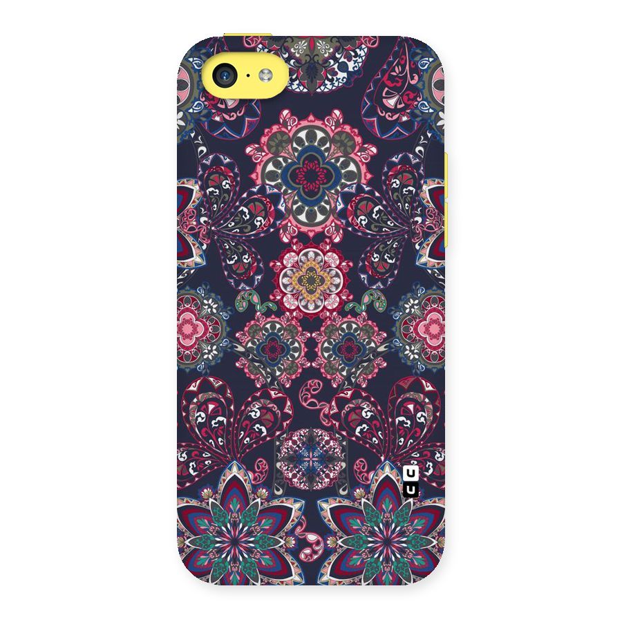 Navy Blue Bloom Pattern Back Case for iPhone 5C