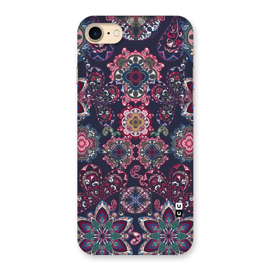 Navy Blue Bloom Pattern Back Case for iPhone 7