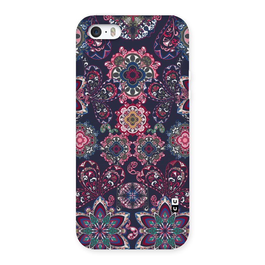 Navy Blue Bloom Pattern Back Case for iPhone SE