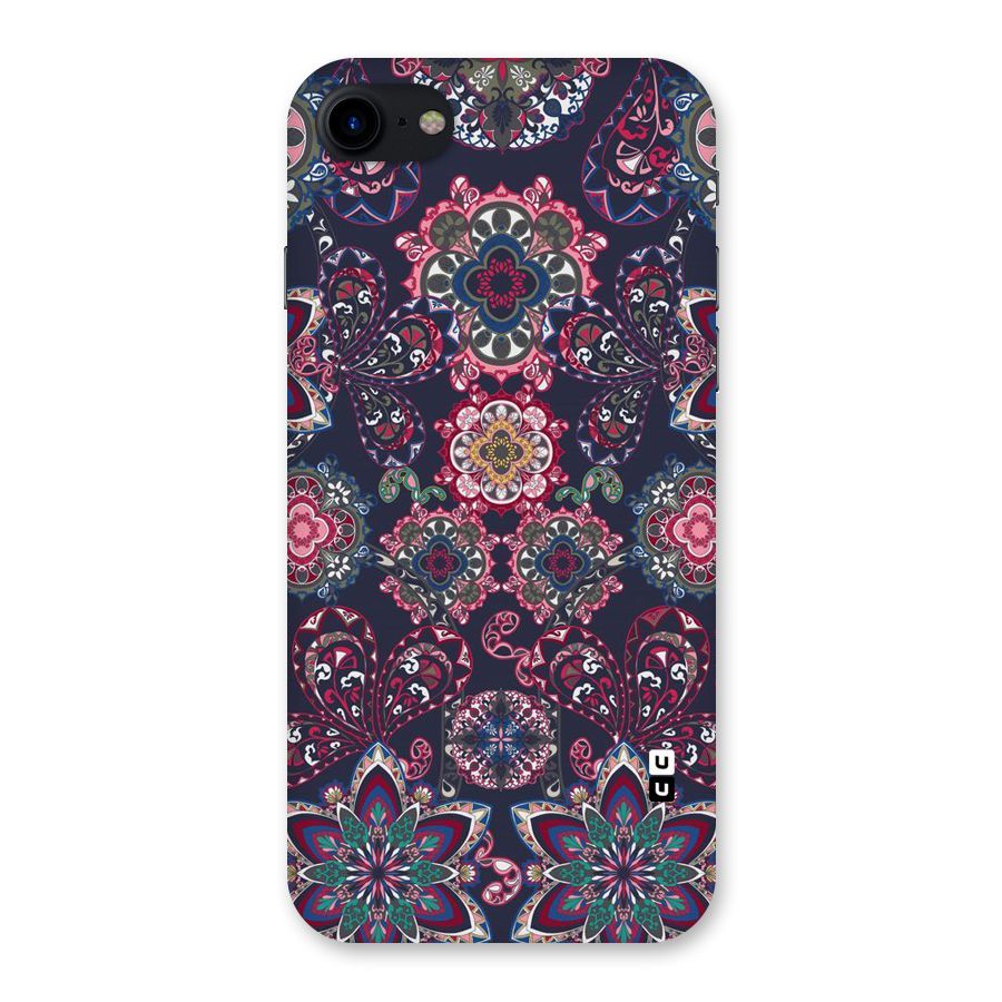 Navy Blue Bloom Pattern Back Case for iPhone SE 2020