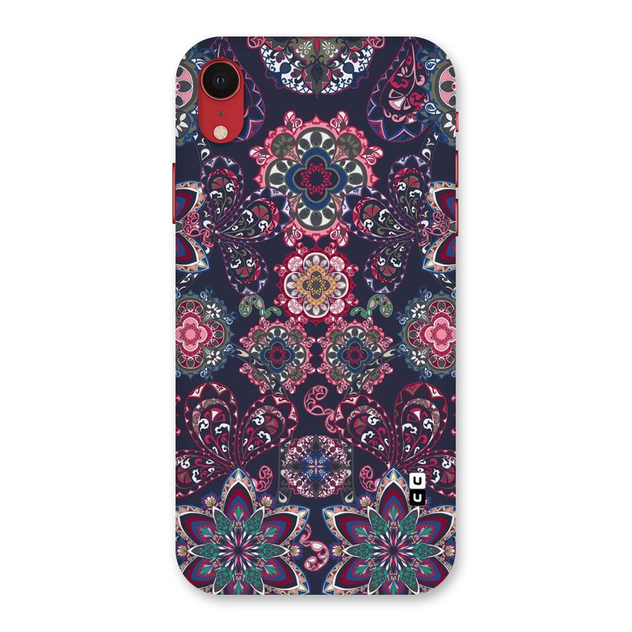 Navy Blue Bloom Pattern Back Case for iPhone XR