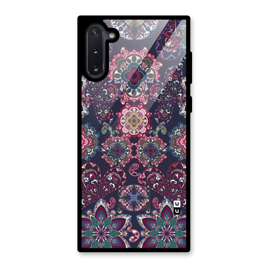 Navy Blue Bloom Pattern Glass Back Case for Galaxy Note 10