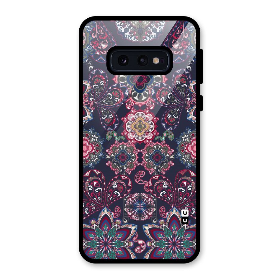 Navy Blue Bloom Pattern Glass Back Case for Galaxy S10e