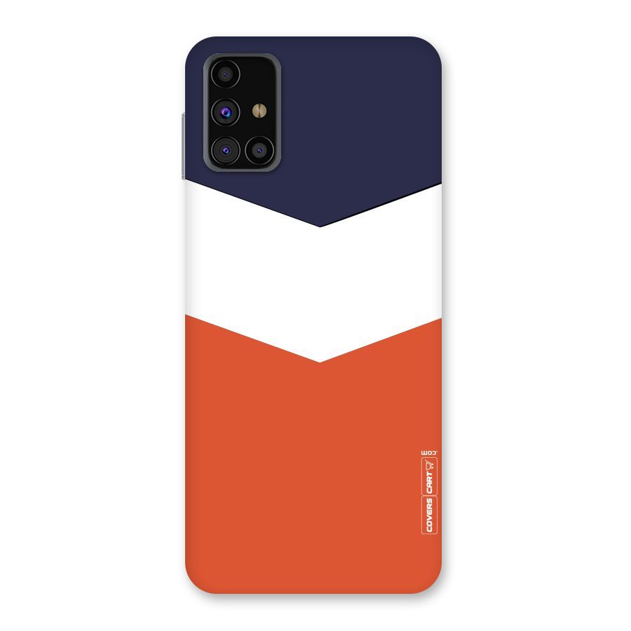 Navy Blue White Orange Arrow Back Case for Galaxy M31s