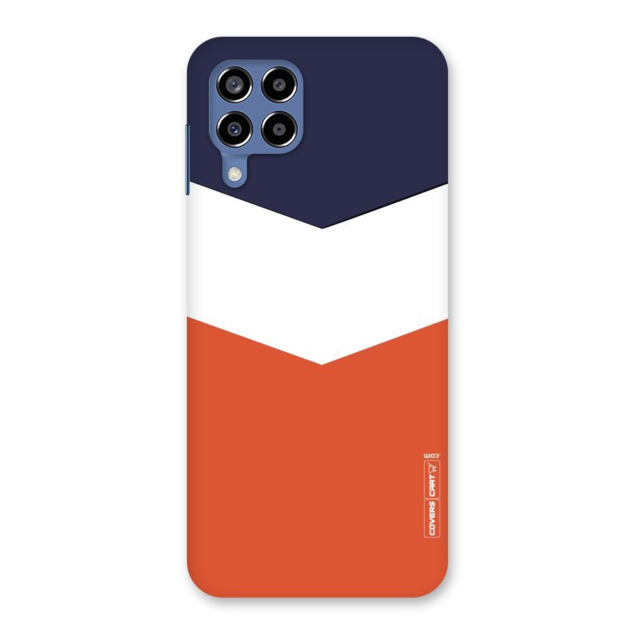 Navy Blue White Orange Arrow Back Case for Galaxy M53 5G