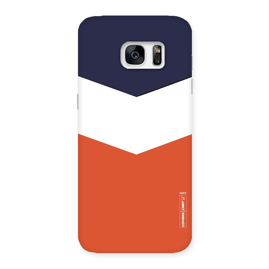 Navy Blue White Orange Arrow Back Case for Galaxy S7 Edge