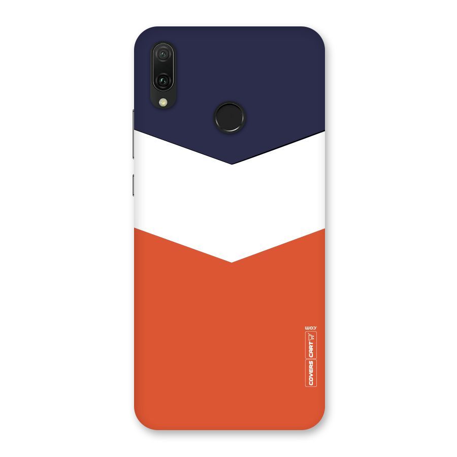 Navy Blue White Orange Arrow Back Case for Huawei Y9 (2019)