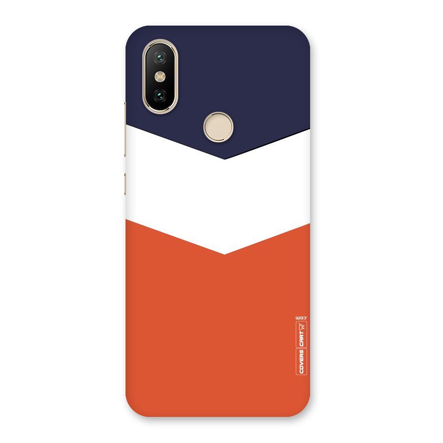 Navy Blue White Orange Arrow Back Case for Mi A2