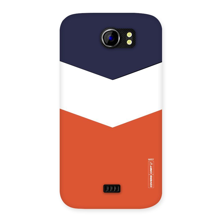 Navy Blue White Orange Arrow Back Case for Micromax Canvas 2 A110
