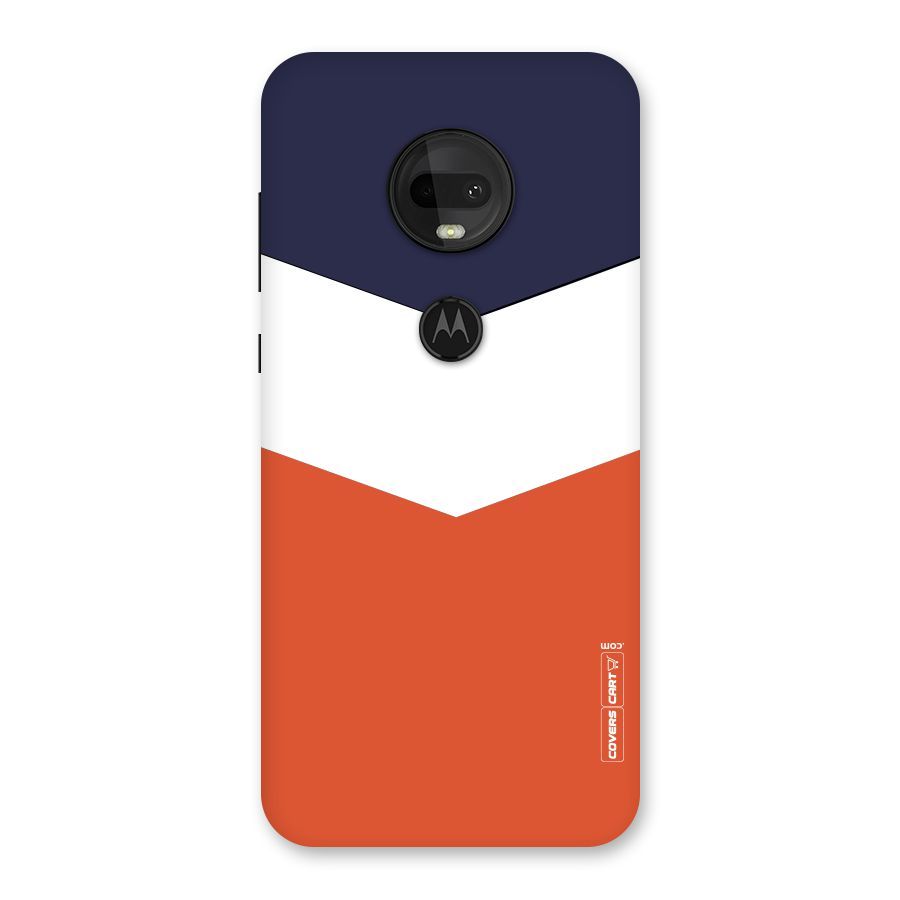 Navy Blue White Orange Arrow Back Case for Moto G7