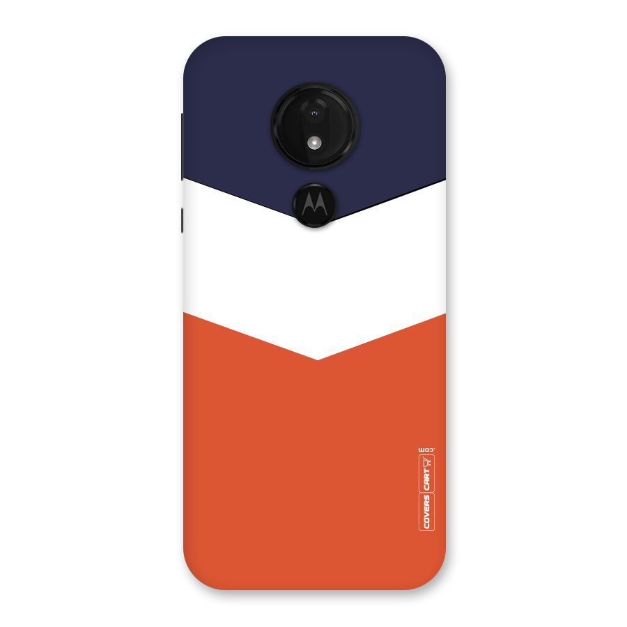 Navy Blue White Orange Arrow Back Case for Moto G7 Power