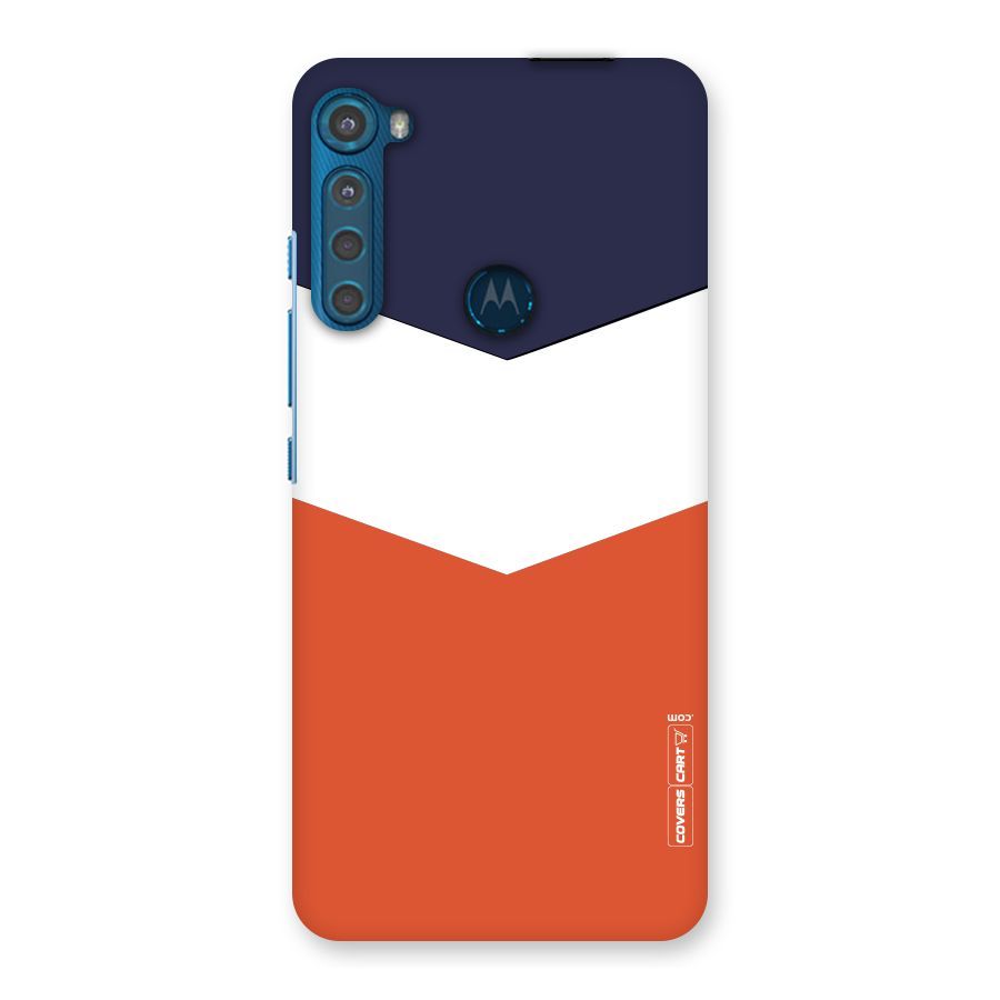 Navy Blue White Orange Arrow Back Case for Motorola One Fusion Plus