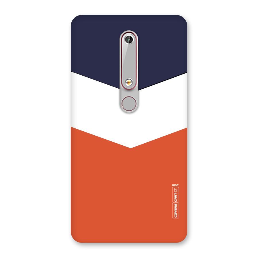 Navy Blue White Orange Arrow Back Case for Nokia 6.1