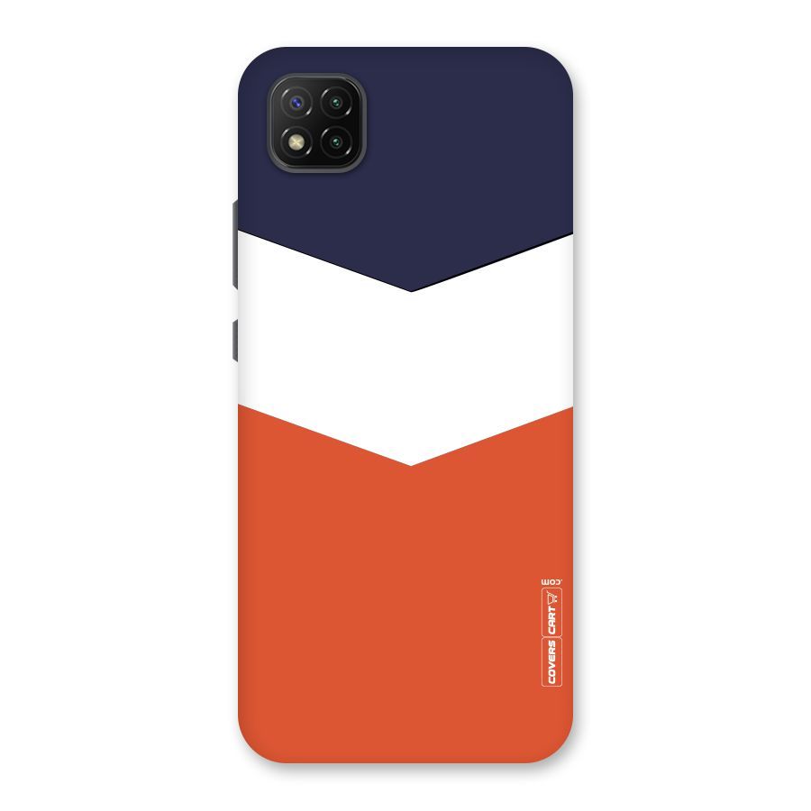 Navy Blue White Orange Arrow Back Case for Poco C3