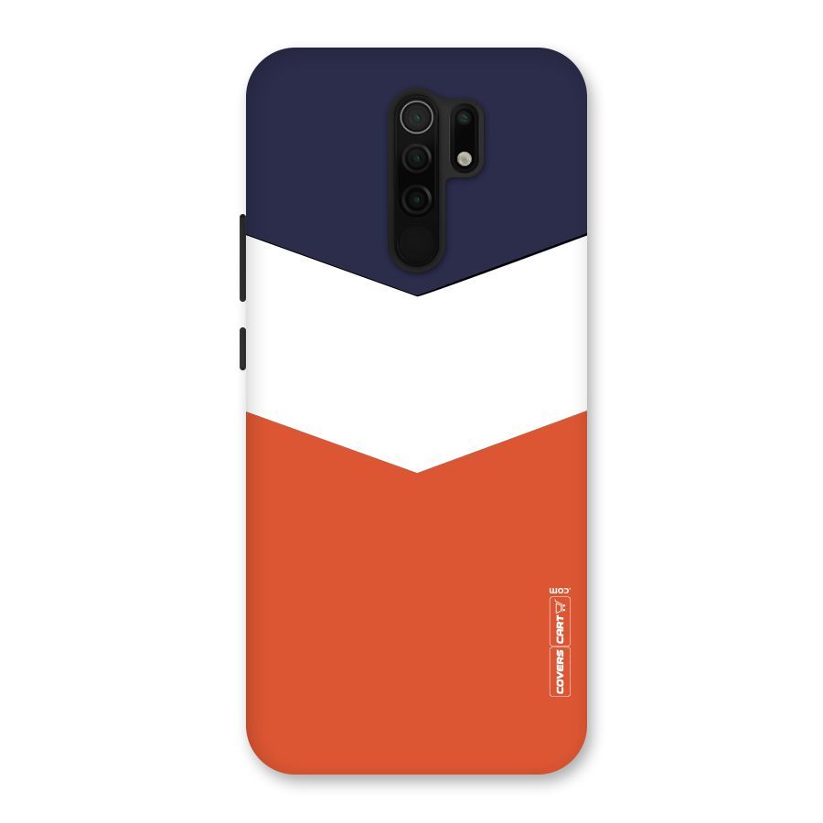 Navy Blue White Orange Arrow Back Case for Poco M2