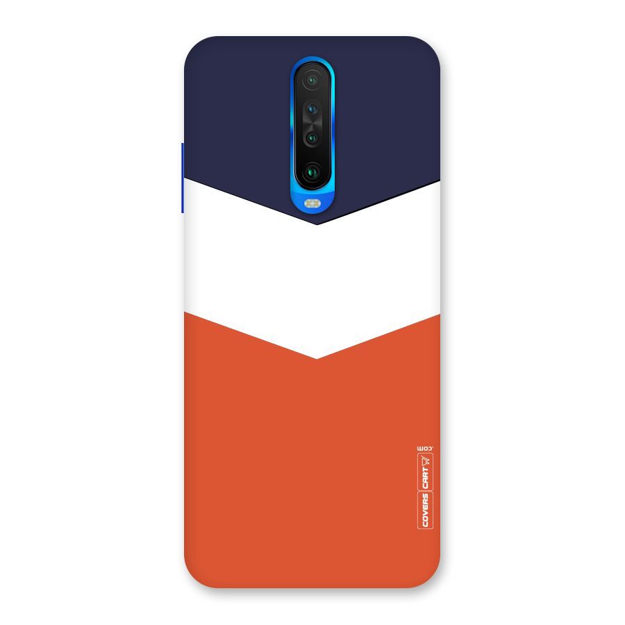 Navy Blue White Orange Arrow Back Case for Poco X2